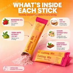 Berberine Yerba Mate Drink Mix, Cutting Metabolism & Energy Support, Strawberry Acai Flavor, Gut Wellness, 30 Stick Packs, 180g