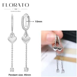 FLORATO 925 Sterling Silver Earrings Chain Tassel Pendant Earrings Zircon Silver Earrings for Women Trend Luxury Wedding Jewelry