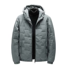Thermal Insulated Jacket Men's Hooded Thermal Jacket Windproof Quilted Coat with Zipper Pockets Lightweight Warm for Autumn