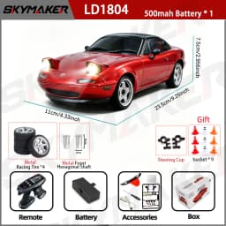 LDRC Upgraded LD1804 1:18 MX-5 RWD RC Drift Car Gyro Stabilization LED Headlight Funny Tongue 2.4G Remote Control Toy Car Gift