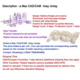 OEM Custom Dentures Fixed Restorations CAD/CAM Multilayered Zirconia IPS e.Max Veneer Post PFM Co-Cr Alloy FMC Bridge