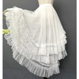 Gothic Lolita Layered Underskirt Sweet Princess Mesh High Low Ruffled Skirt for Women
