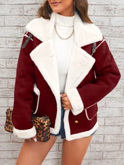 Women's Elegant Winter Fur Coat with Fluff Lapel Thick Korean Fashion Casual Loose Artificial Fleece Warm Jacket