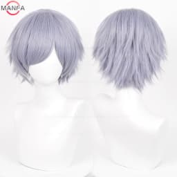 Anime 30cm Short Straight Cosplay Wig Black White Green Brown Purple Blue Gray Red Gold Man Women Heat Resistant Synthetic Hair
