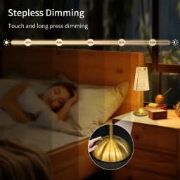 Rechargeable Touch Table Lamp 3 Colors Dimmable Artificial Crystal Lamp Portable Night Light for Bedroom Living Room Restaurant