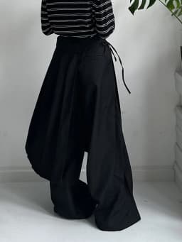 [EAM] High Elastic Waist Black Pleated Bandage Long Wide Leg Pants New Trousers Women Fashion Tide Spring Autumn 2026  1DJ3936