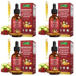 Lenm Berberine Liquid Drops with Ceylon Cinnamon Chromium Bitter Melon Turmeric for Metabolic Wellness Support 60ml 30 Servings