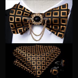 Exqusite Men's Self-tie Bowties Wedding Neck Ties For Man Accessories Cufflinks Hanky Brooch Set Red Black Yellow Blue Bowtie
