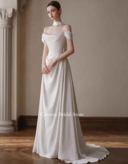 SONDR Customized Wedding Dresses Pearls Satin Korea Off the Shoulder Corset Mermaid Pearls Brides Gowns Women Bridal Dresses