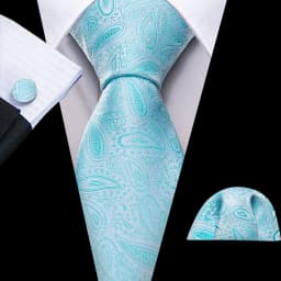 Barry.Wang Green Mint Teal Men Tie Hanky Cufflinks Set Jacquard Olive Sage Lawn Cyan Necktie for Male Wedding Business Gift