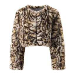 [EAM] Pattern Short Elegant Faux Fur Jacket New Round Neck Long Sleeve Women Coat Fashion Tide Autumn Winter 2026 CPG6814