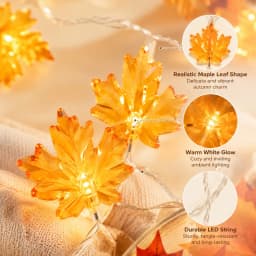 1pc 20 LED Halloween Maple Leaf LED String Light Battery Powered Fairy Lights For Home Thanksgiving Halloween Party Autumn Decor