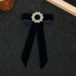 Korean Rhinestone Fabric Bow Brooch Tie Blouse Black Bowties Sweater Neckline Accessories College Style High-end Jk Decoration
