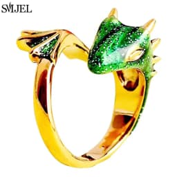 SMJEL Vintage Animal Shape Adjustable Ring Punk Ancient Dragon Rings Thai Silver Boyfriend Jewelry Unique Snake Ring Bijoux 2025