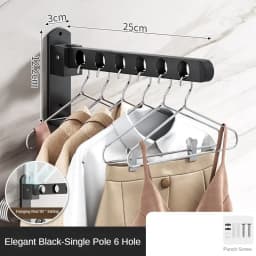 Wall Mounted Wall-Mounted Clothes Hanger New Closet Durable Couple Stainless Steel Folding Retractable Hook Home