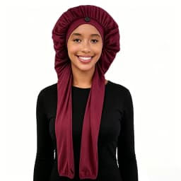 Women's Bonnet Satin Sleeping Hat Long Tail Braid Hair Night Sleep Cap Head Cover Bonnets Shower Caps For Sauna Bathing Bonnet