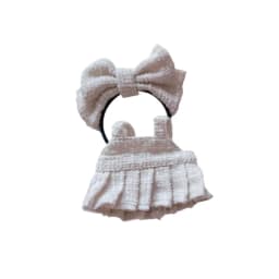 15/17cm LABUBU Doll Tweed Outfit With Headband Set For Gen1 2 3 Labubu Clothing Accessories Sitting Party