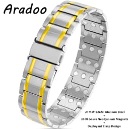 ARADOO Premium Titanium Steel Bracelets for Men with 3X Ultra Strenth Magnetic Wristband Jewelry Gifts