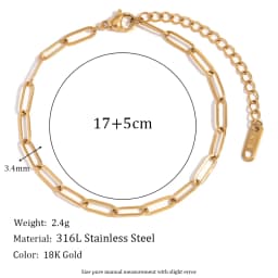 E.B.belle Blade Chain Figaro Chain Twists Chain Bracelet 18K Gold Plated 316L Stainless Steel Jewelry Women's Hand Bracelets