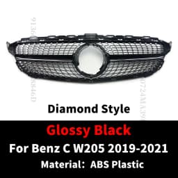 GT Diamond Front Bumper Grille For Mercedes W205 Grill C205 S205 Benz C 2014-2021 C200 C260 C180 C250 C300 Coupe AMG Tuning