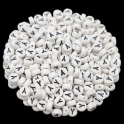 7mm 50Pcs Acrylic 26 English Letter Flat Round Beads Black on white DIY Crafts Necklace Bracelet Pendant For Jewelry Making
