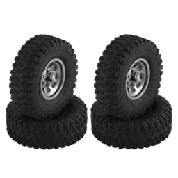 4pcs Metal 1.0" Beadlock Deep Dish Wheel Tire Set For 1/18 1/24 RC Crawler Car Axial SCX24 AX24 TRX4M FMS FCX24 Upgrade Parts