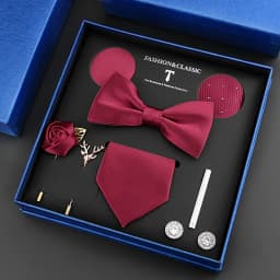 Luxury Neck Tie Set For Men Classic Brand Necktie Bowtie Hanky Cufflinks Floral Brooches Tie Clip Set Wedding Business Box Gift