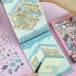 25pcs Die-Cut Stickers + 20 Scene Cards, Micro-Pore Theme Diorama Sticker Book for Journal Scrapbooking 3D Layout Set, Mr. Paper