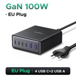 UGREEN 100W 65W GaN Charger Desktop Laptop Fast Charger 6 in 1 For Macbook Air iPad iPhone18 17 16 Pro Max Xiaomi Samsung Tablet