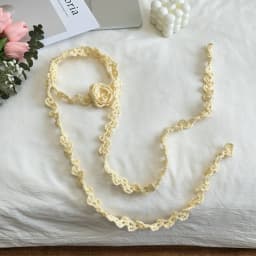 2026 New Sweet Cool Style Clavicle Chain Hand-Woven Crocheted Rose Necklace Popular Sweater Atmosphere Neck Flower Long Scarf