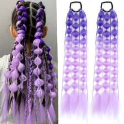 Synthetic 1Pcs Ponytail Extension Corlorful Bubble Braid Long Lantern Hairpieces Braided Ponytail with Hair Tie Straight Hairpie