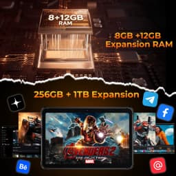 HOTWAV R7 Pro 10.1'' HD 120Hz Display 1080P Rugged Tablet 15600mAh Massive Battery 20W Fast Charging Android 16 Super Camping Light Pad 8GB RAM 256GB ROM 20MP + 5MP Camera Self-Developed AI Toolset Octa-core Tablet PC With Flexible Aluminum Stand