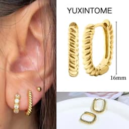 Pave Micro Crystal North Star Hoop Earrings Punk 925 Sterling Silver Ear Needle Twist Gold Earrings For Women Minimalist Jewelry