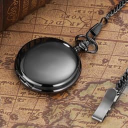 Mechanical Pocket Watch for Men Vintage Black Skeleton Hand Winding Mechanical Fob Watches for Wedding Gift