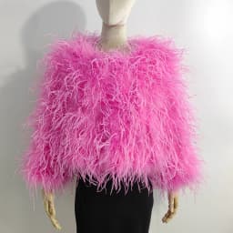 Winter Ostrich feathe Jacket Feather Coat Casual Long-sleeved Australia Imported feathe Jacket Ladies Nightclub Coat