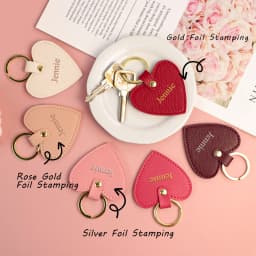 Print name free creative simple gift personalized PU heart-shaped keychain multi-color car keychain bag pendant