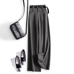 Wine Red Solid Office Lady High Waist Sashes Loose Straight Women's Pants Ankle-Length Trousers Pants For Women Clothing 2024