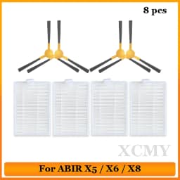 For ABIR X5 X6 X8 Genio Navi N600 Robotic Vacuum Cleaner Replacement Parts 3-Arm Main Side Brush Hepa Filter Spare Parts