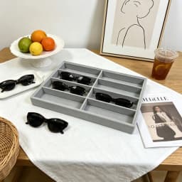 A Multi-Specification Eight-Slot, Six-Slot, Four-Slot Grey and Beige Jewelry and Sunglasses Display, Storage and Organizing Box