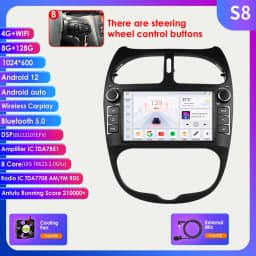 2Din Carplay Android Auto Car radio For PEUGEOT 206 206CC 206SW 2000-2008 Multimedia GPS 2din autoradio No DVD Octa Core 7862