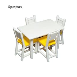 1/12 Dollhouse Miniature Wood Desk Mini Plastic Coffee Table Chairs Multistyles Simulation Furniture Model Toys