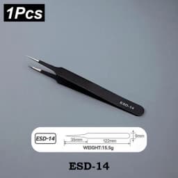 ESD Stainless Steel Tweezers 6Pcs Set Precision Maintenance Industrial Repair Curved Tool Home Working Model Making Hand Tool