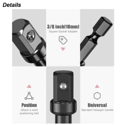 1/4 Hex Shank Square Converter Conversion to Socket Adapter for Impact Drill Wrench Drill Bit Conversion Joint Extension Rod