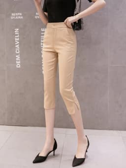 Casual Summer 2026 Women's Slim Fit Thin Pencil Pants Seven-Foot Length Split Fashionable Cotton Nylon Blend Cool Feeling