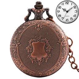 Royal Gold Shield Crown Pattern Quartz Pocket Watch Top Luxury Necklace Pendant Chain Steampunk Clock Collectibles Jewelry Gifts