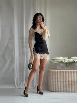 Elegant Satin Floral Lace Patchwork Mini Dress For Women Irregular Hem Long Sleeve Dresses Lady 2026 Chic Evening Party Vestidos