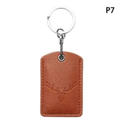 1Pc Access Card Case Leather Card Holder Keychain Key Ring Door Lock Access Tags ID Card Case Keychain Access Card Bag