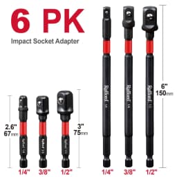 Rafford 3Pcs Impact Socket Adapter Set,1/4" 3/8" and 1/2" Drive, , Adapt Your Power Drill to High Torque Impact Wrench