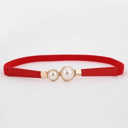 A Slender Waist Belt for the Dress, Which Can Cinch the Waist, Exudes an Elegant and Retro Charm. It Features Pearl Double Buckl
