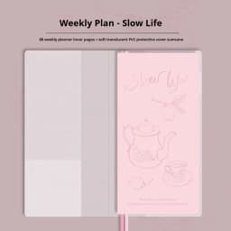 Kinbor Original Undated Weekly Planner, Illustrated Hardcover Journal with Two Pages Per Week, Portable To-Do List Notebook Slim